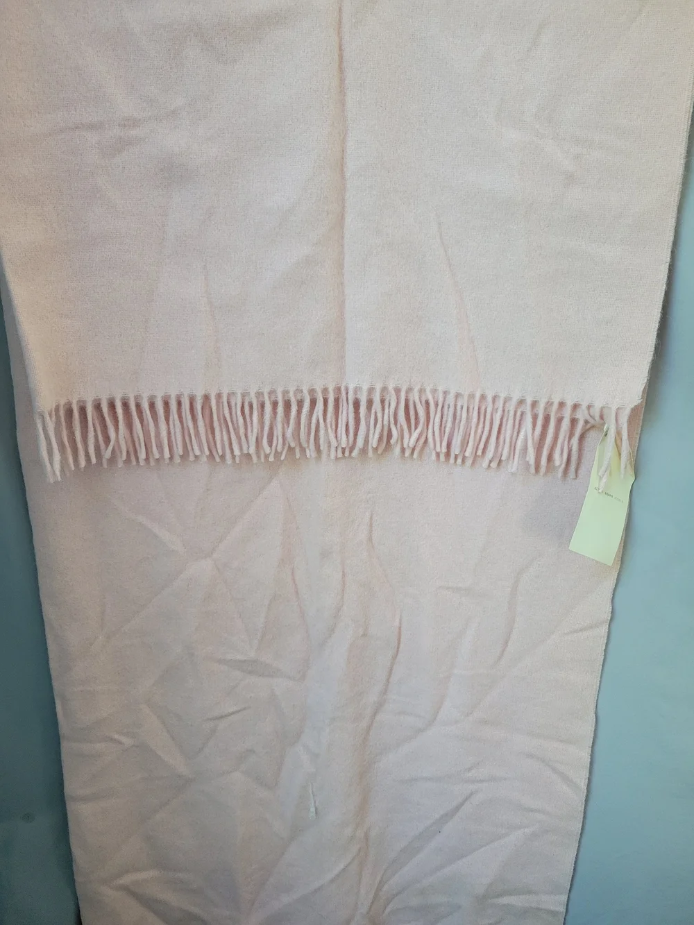 NEW Alicia Adams Alpaca Wool Fringe Patmos Throw Scarf Light Pink